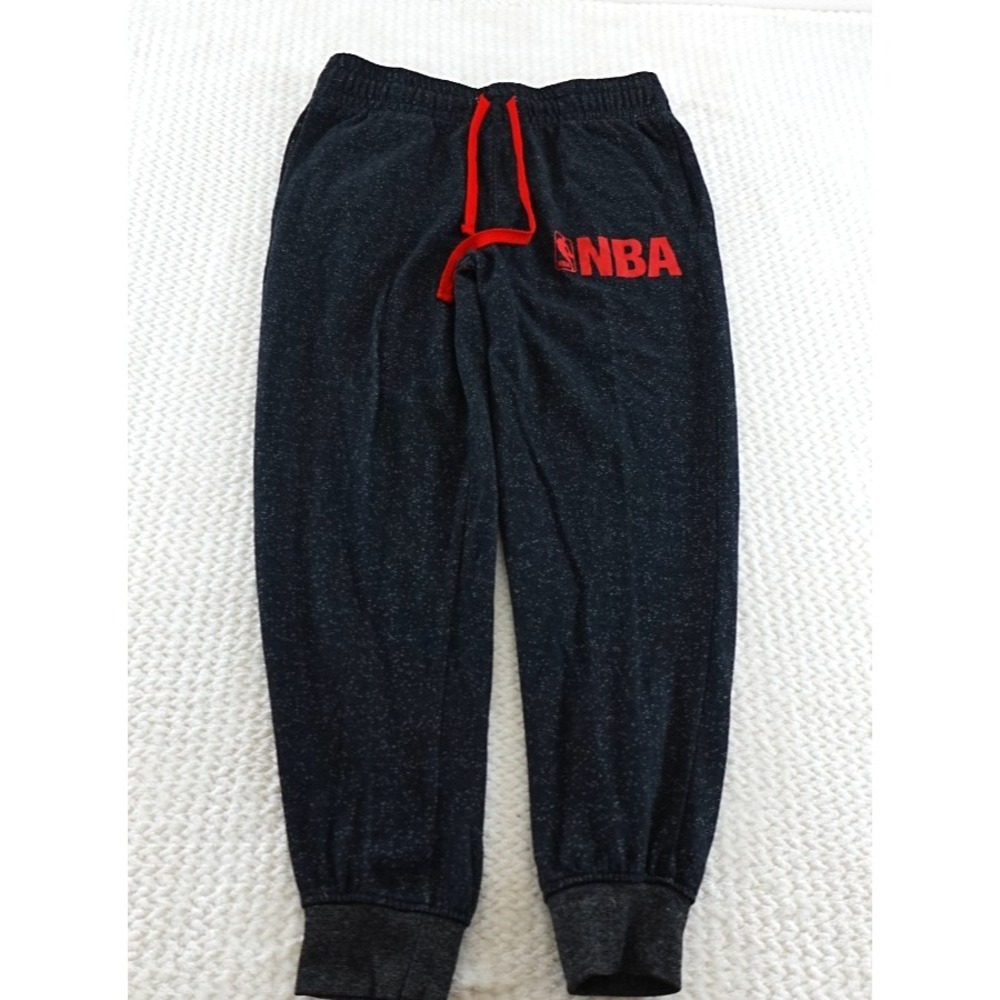 NBA Men's Adult LARGE  GRAY  Jogger with Red NBA logo & Red Tie Strings